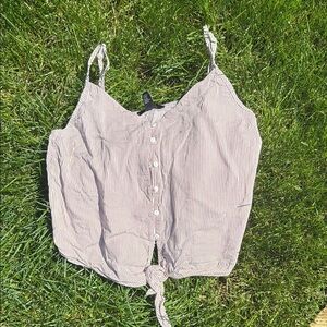 Striped Button-Down Tie-Front Top